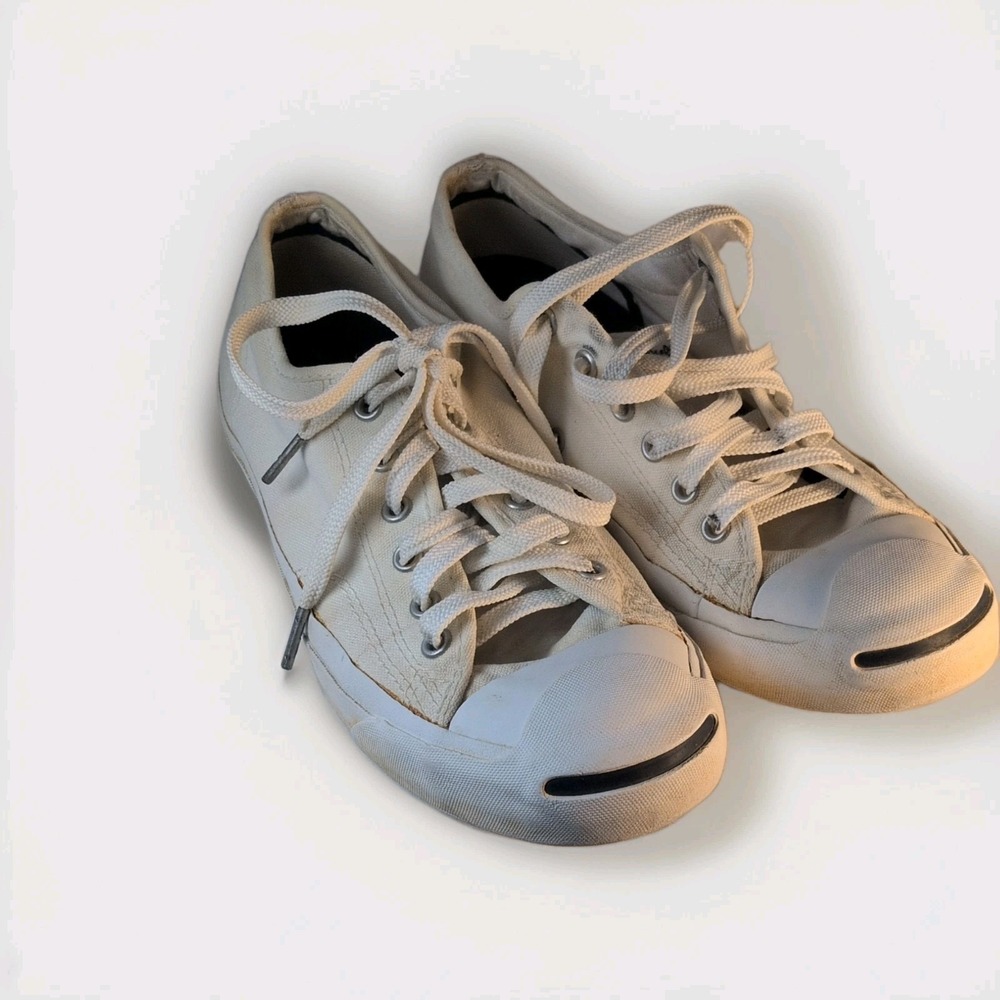 Converse Jack Purcell White Low Top Men's Athletic Sneakers Lace Up Textile
